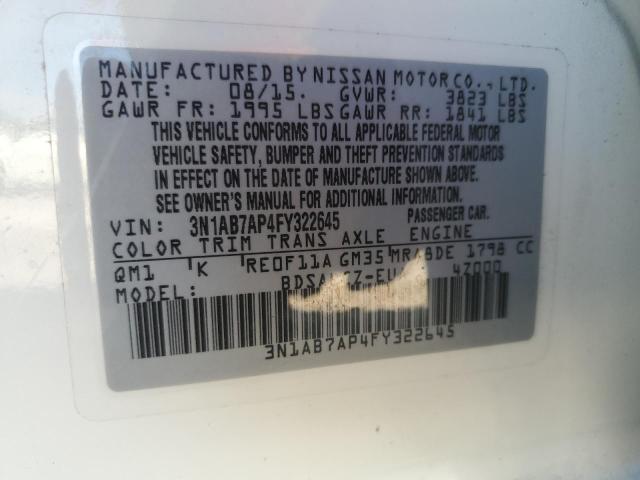 2015 NISSAN SENTRA S A 3N1AB7AP4FY322645