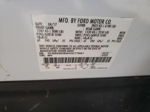 2017 FORD EXPLORER X - 1FM5K8D80HGC77681