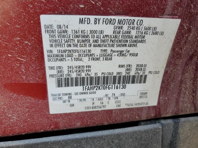 2015 FORD TAURUS SHO 1FAHP2KT0FG116130