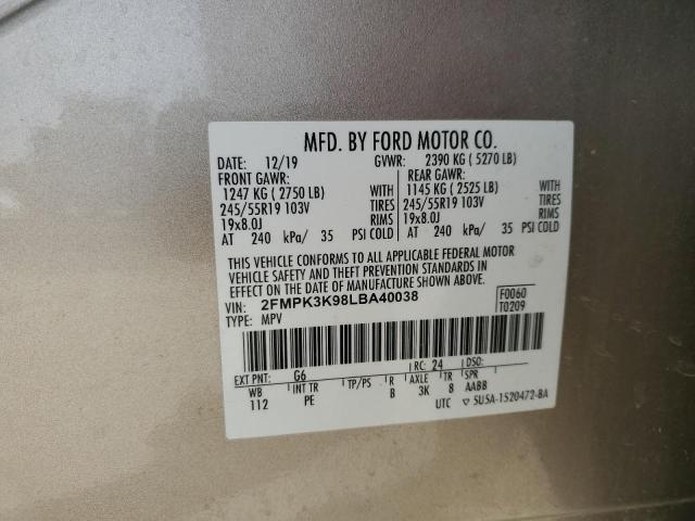 2FMPK3K98LBA40038 2020 FORD EDGE