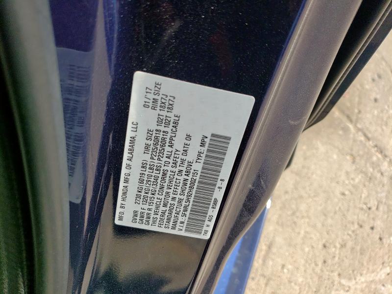 2017 HONDA ODYSSEY TO - 5FNRL5H92HB002151