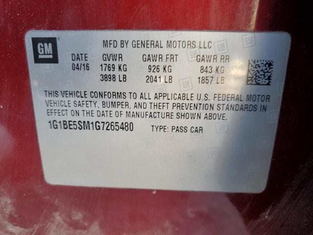 2016 CHEVROLET CRUZE LT - 1G1BE5SM1G7265480