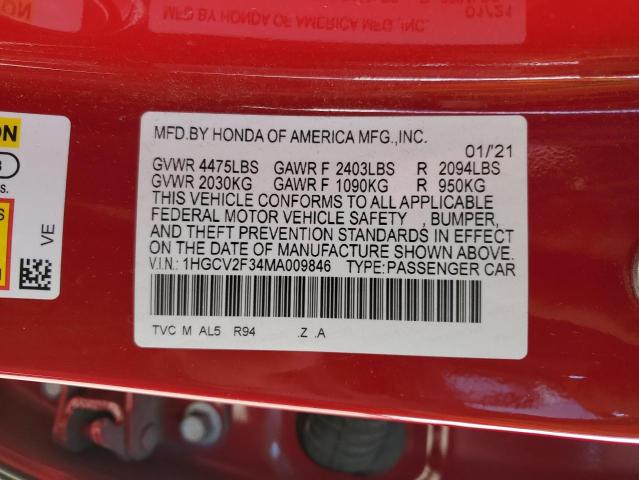 2021 HONDA ACCORD SPO 1HGCV2F34MA009846