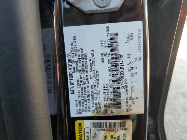 2020 FORD FUSION SEL 3FA6P0CDXLR117180