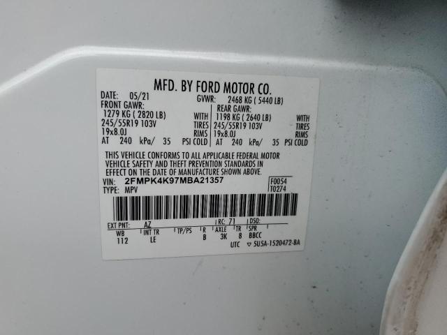 2021 FORD EDGE TITAN - 2FMPK4K97MBA21357