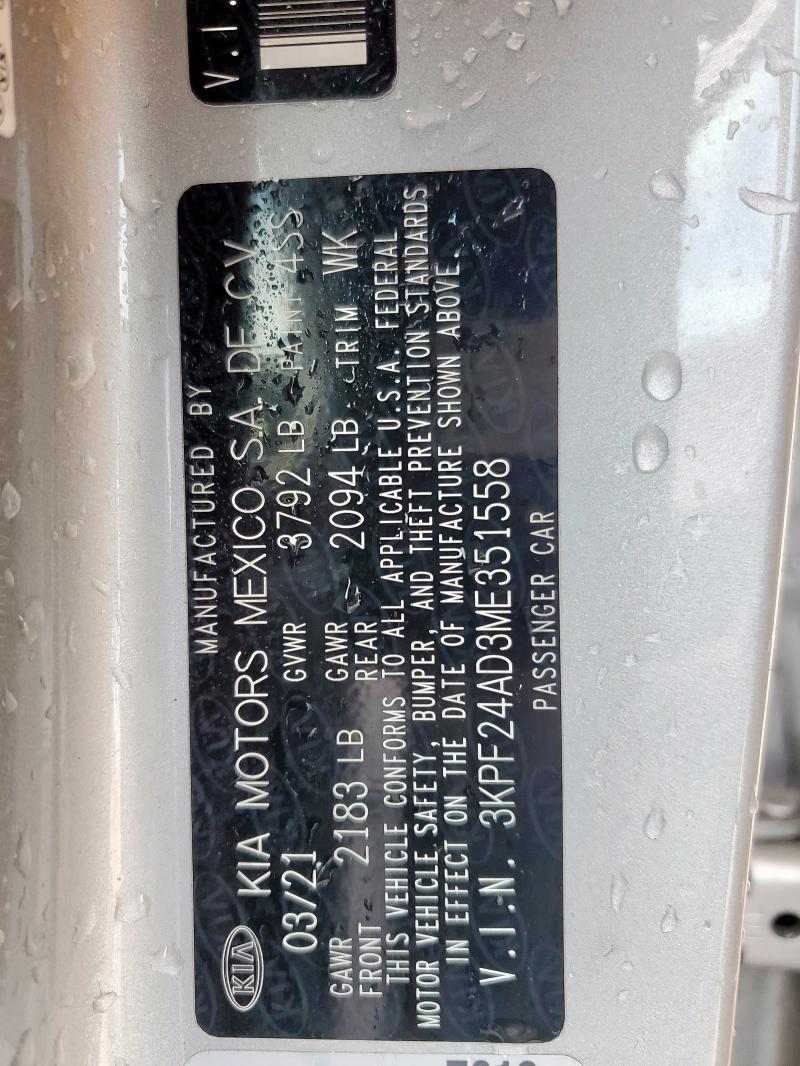 2021 KIA FORTE FE - 3KPF24AD3ME351558