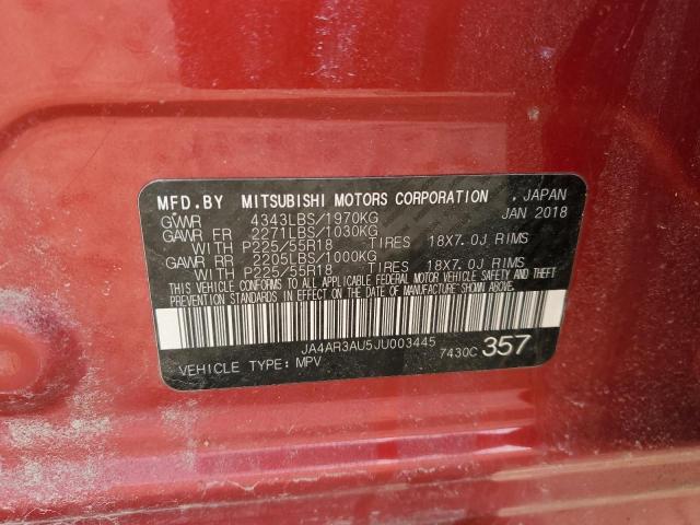 2018 MITSUBISHI OUTLANDER JA4AR3AU5JU003445