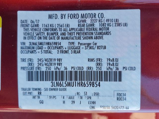 2017 LINCOLN MKZ HYBRID 3LN6L5MU1HR659854