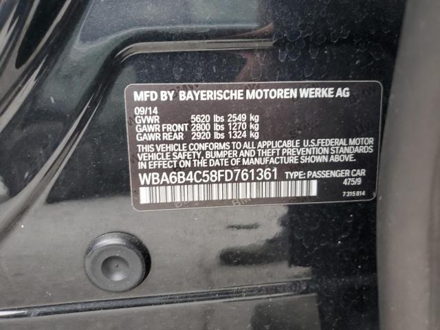 2015 BMW 650 XI GRA WBA6B4C58FD761361