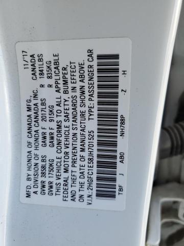 2018 HONDA CIVIC SI - 2HGFC1E58JH701525