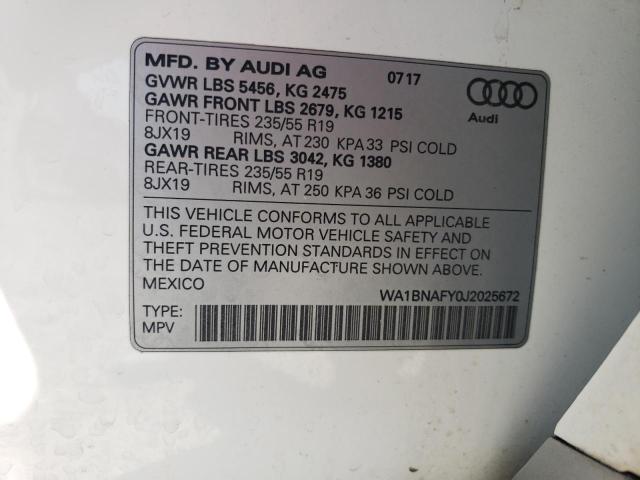 2018 AUDI Q5 PREMIUM - WA1BNAFY0J2025672