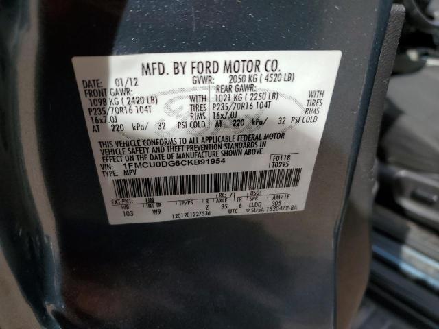 1FMCU0DG6CKB91954 2012 FORD ESCAPE