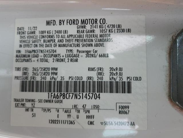 2022 FORD MUSTANG GT 1FA6P8CF7N5145704
