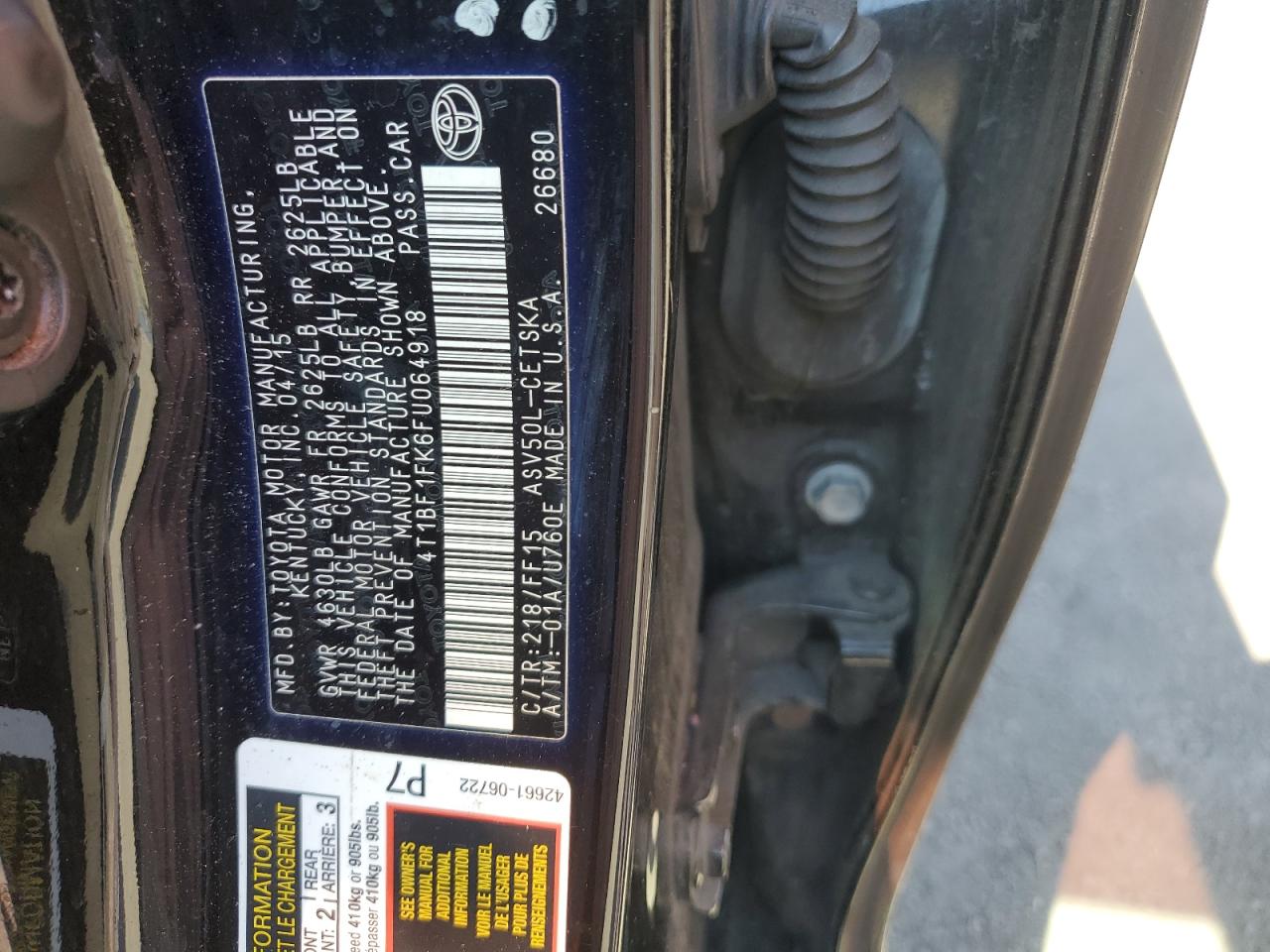 Lot #3120246546 2015 TOYOTA CAMRY LE