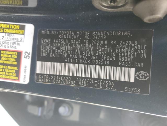 2019 TOYOTA /S/LE/XLE 4T1B11HK0KU782518