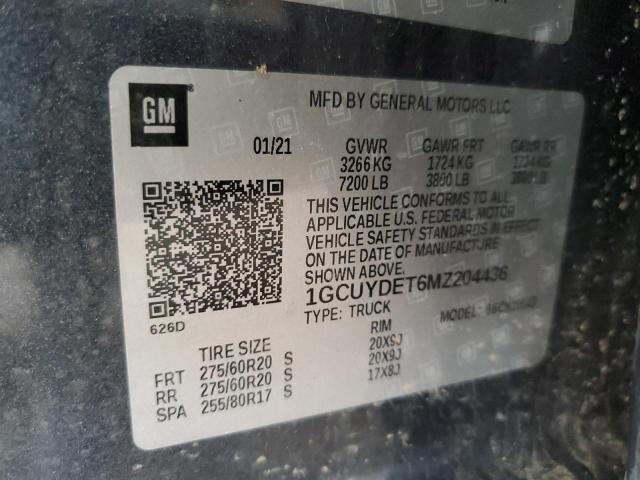 2021 CHEVROLET SILVERADO - 1GCUYDET6MZ204436