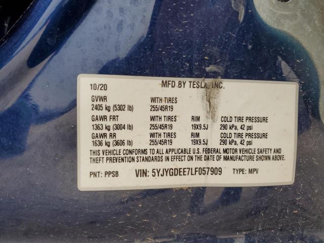 2020 TESLA MODEL Y - 5YJYGDEE7LF057909