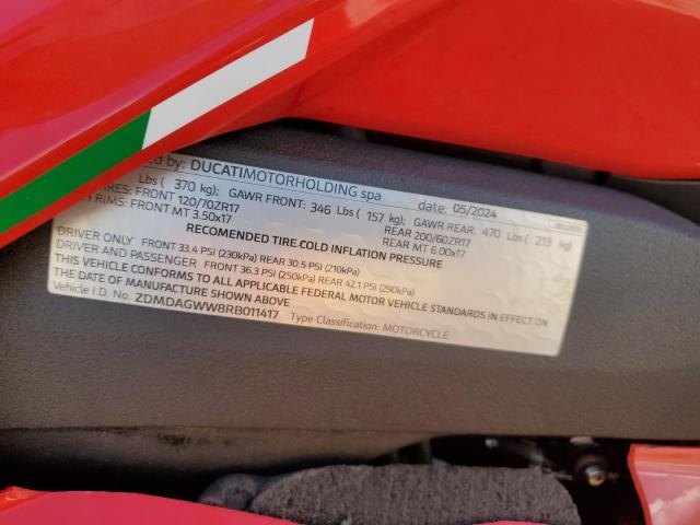 2024 DUCATI PANIGALE V ZDMDAGWW8RB011417