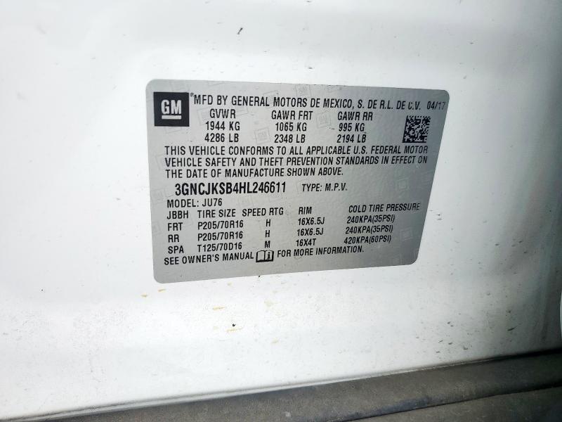 2017 CHEVROLET TRAX LS - 3GNCJKSB4HL246611