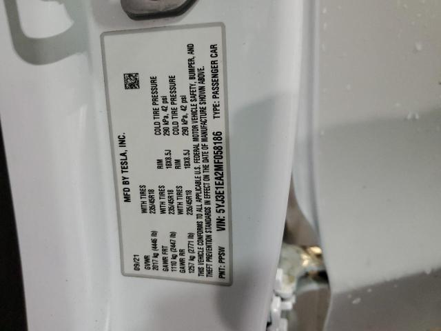 2021 TESLA MODEL 3 - 5YJ3E1EA2MF058186