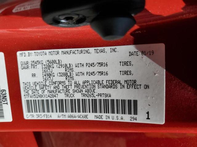 2019 TOYOTA TACOMA DOU - 5TFAX5GN8KX142847