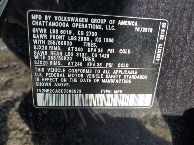2019 VOLKSWAGEN ATLAS SEL - 1V2NR2CA5KC508573