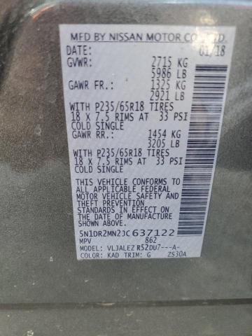 2018 NISSAN PATHFINDER - 5N1DR2MN2JC637122