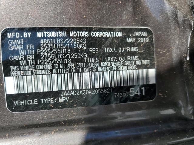 2019 MITSUBISHI OUTLANDER - JA4AD2A30KZ055621