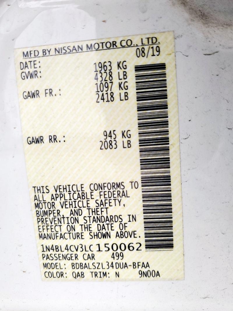 2020 NISSAN ALTIMA SR - 1N4BL4CV3LC150062