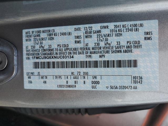 2022 FORD ESCAPE SE - 1FMCU9G6XNUC03134