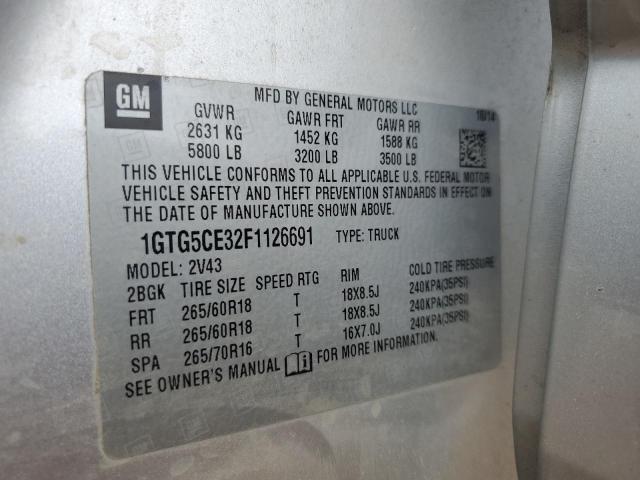 2015 GMC CANYON SLT 1GTG5CE32F1126691