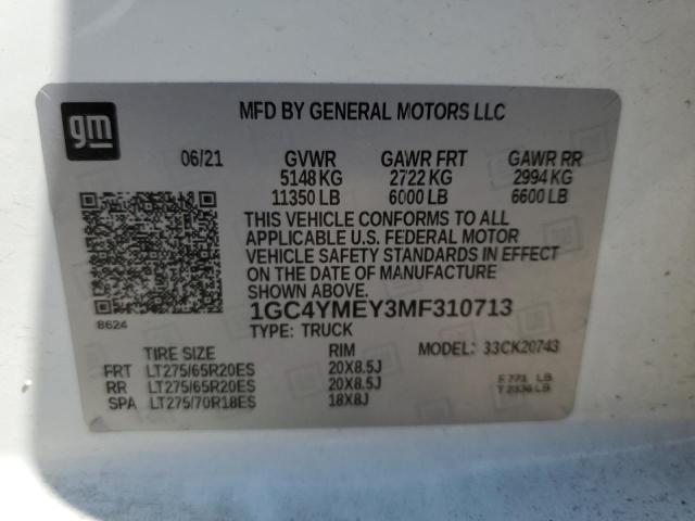 2021 CHEVROLET SILVERADO - 1GC4YMEY3MF310713