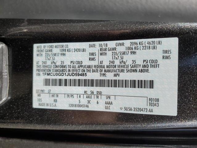 2018 FORD ESCAPE SE - 1FMCU0GD1JUD59485