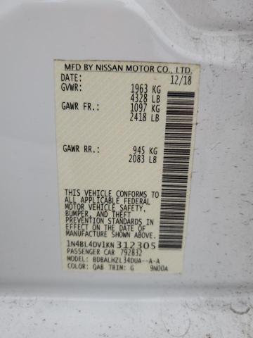 2019 NISSAN ALTIMA SV - 1N4BL4DV1KN312305