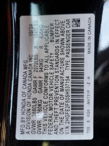 2025 HONDA CIVIC SPOR - 2HGFE2F50SH537154