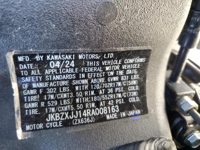 2024 KAWASAKI ZX636 K - JKBZXJJ14RA008163