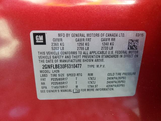 2015 CHEVROLET EQUINOX LT - 2GNFLBE30F6310477