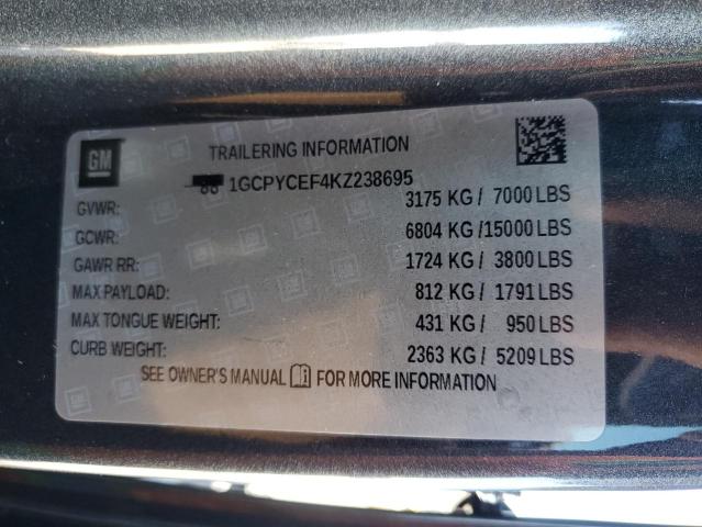2019 CHEVROLET SILVERADO - 1GCPYCEF4KZ238695