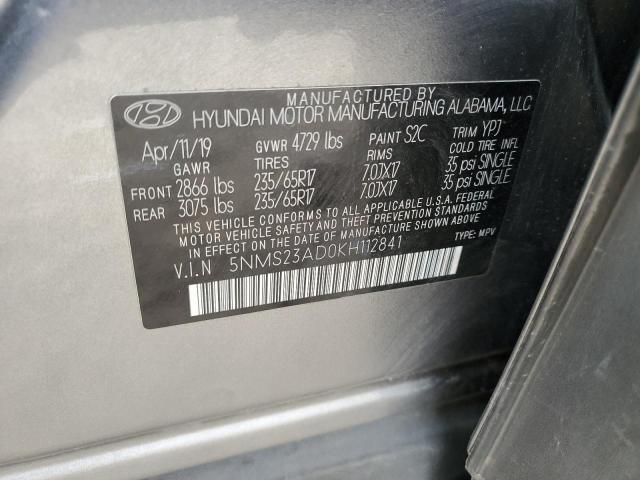 2019 HYUNDAI SANTA FE S - 5NMS23AD0KH112841