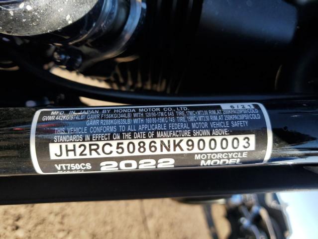 2022 HONDA VT750 CS JH2RC5086NK900003