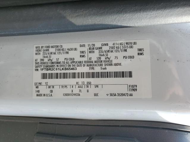 2020 FORD TRANSIT T- - 1FTBR2C81LKB65463