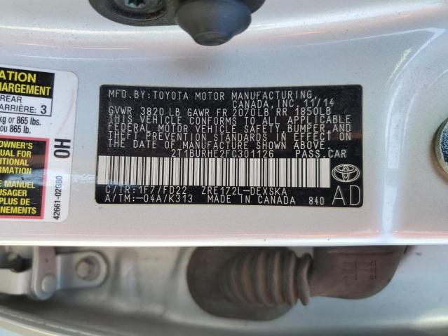 2015 TOYOTA COROLLA L - 2T1BURHE2FC301126