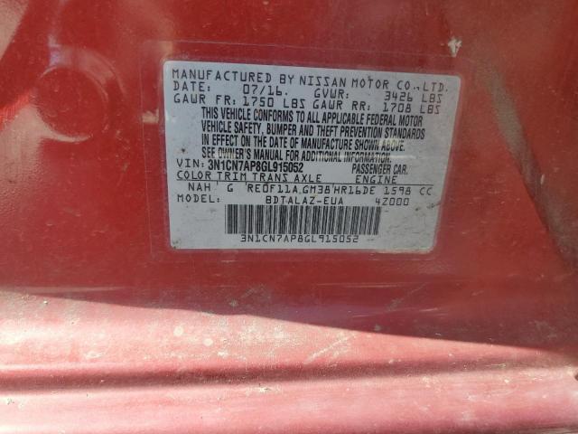 2016 NISSAN VERSA S - 3N1CN7AP8GL915052