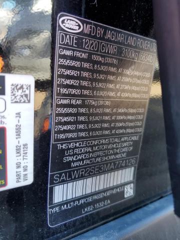 2021 LAND ROVER RANGE ROVE - SALWR2SE3MA774126