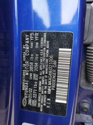 2022 HYUNDAI ELANTRA SE - KMHLM4AG4NU321006