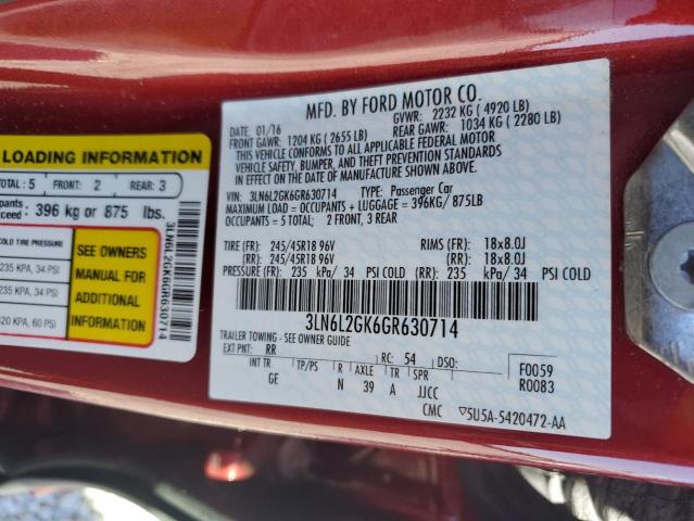 2016 LINCOLN MKZ - 3LN6L2GK6GR630714