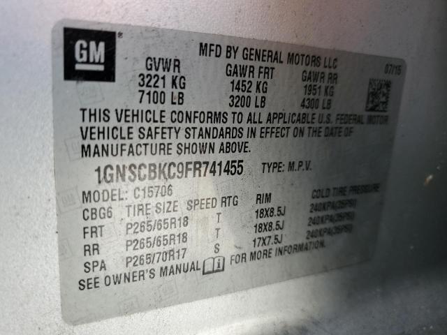 2015 CHEVROLET TAHOE C150 - 1GNSCBKC9FR741455