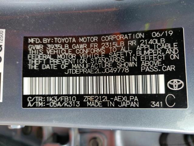2020 TOYOTA COROLLA LE - JTDEPRAE2LJ049778