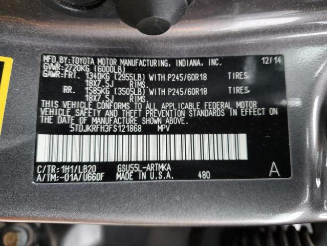 2015 TOYOTA HIGHLANDER - 5TDJKRFH3FS121868
