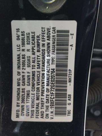 2016 HONDA CIVIC EXL - 19XFC1F72GE020764